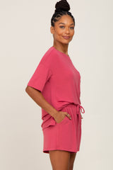 Salmon Pocket Front Pajama Short Set