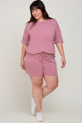 Mauve Pocket Front Plus Pajama Short Set