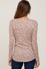 Taupe Floral Henley Top