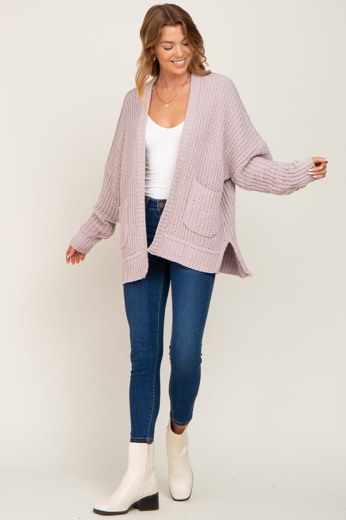 Taupe Chunky Knit Oversized Cardigan
