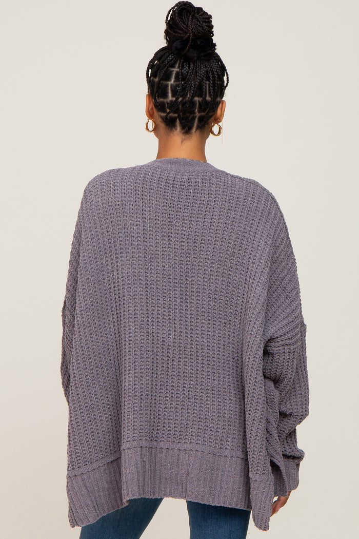 Charcoal Chunky Knit Oversized Cardigan