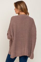 Brown Chunky Knit Oversized Cardigan