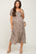 Grey Floral Puff Sleeve Maternity Midi Dress