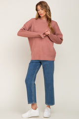 Mauve Soft Rib Knit Sweater