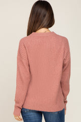 Mauve Soft Rib Knit Maternity Sweater