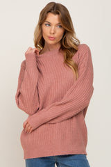 Mauve Soft Rib Knit Sweater