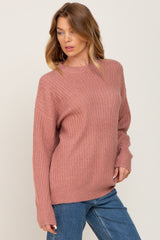 Mauve Soft Rib Knit Sweater