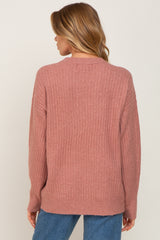 Mauve Soft Rib Knit Sweater