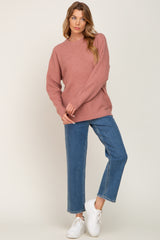 Mauve Soft Rib Knit Sweater