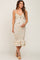 Cream Pink Rose Floral Knot Front Smocked Maternity Midi Dress
