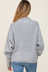 Grey Knit Mock Neck Long Sleeve Maternity Sweater