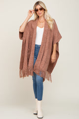 Rust Oversized Fringe Maternity Shawl Cardigan