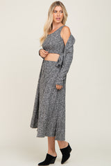 Charcoal 3-Piece Skirt and Cardigan Set