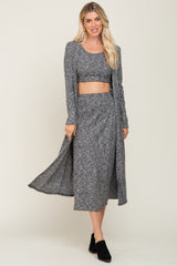 Charcoal 3-Piece Skirt and Cardigan Set