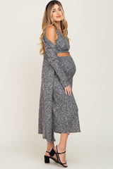 Charcoal 3-Piece Skirt and Cardigan Maternity Set