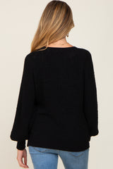 Black Popcorn Knit Raglan Maternity Sweater