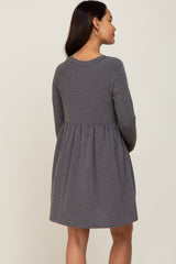 Charcoal Heathered Long Sleeve Maternity Dress