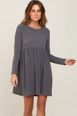 Charcoal Heathered Long Sleeve Maternity Dress