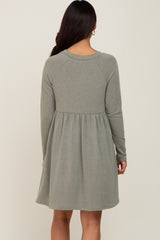 Light Olive Heathered Long Sleeve Maternity Dress