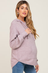 Lavender Soft Knit Front Pocket Maternity Hoodie