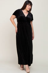 Black Velvet Plus Wrap Maxi Dress