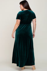 Hunter Green Velvet Plus Wrap Maxi Dress