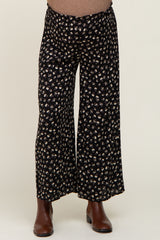 Black Floral Wide Leg Maternity Pants