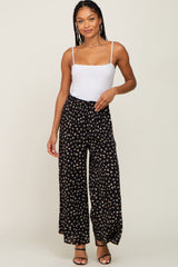 Black Floral Wide Leg Pants