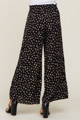 Black Floral Wide Leg Pants