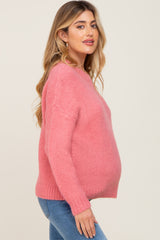 Pink Chunky Knit Maternity Sweater