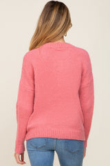 Pink Chunky Knit Maternity Sweater