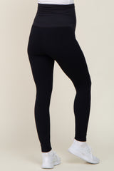 Black Maternity Ribbed Active Leggings