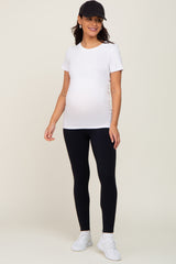 Black Maternity Ribbed Active Leggings