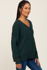 Green V-Neck Oversized Sweater