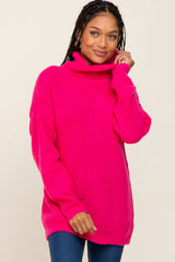 Fuchsia Soft Knit Cutout Back Sweater