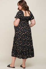 Black Floral Tiered Plus Maternity Maxi Dress