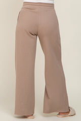 Taupe Soft Wide Leg Side Slit Maternity Sweatpants