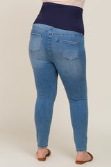 Blue Distressed Maternity Plus Skinny Jeans