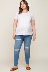 Blue Distressed Maternity Plus Skinny Jeans