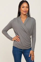 Light Olive Long Sleeve Wrap Nursing Top