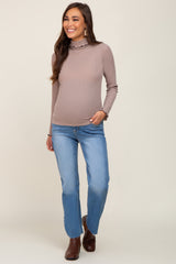 Navy Blue Raw Hem Straight Maternity Jeans