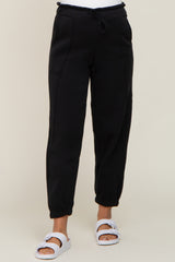 Black Paper Bag Waist Maternity Joggers