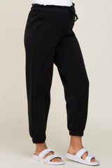 Black Paper Bag Waist Maternity Joggers