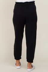 Black Paper Bag Waist Maternity Joggers