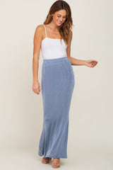 Blue Stretch Knit Maxi Skirt