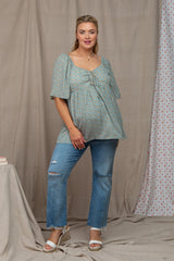 Light Blue Distressed Crop Maternity Plus Jeans