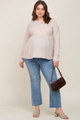 Light Blue Distressed Crop Maternity Plus Jeans