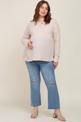 Light Blue Distressed Crop Maternity Plus Jeans