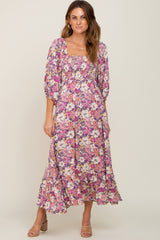 Purple Multi-Color Floral Maternity Maxi Dress