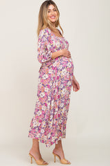 Purple Multi-Color Floral Maternity Maxi Dress